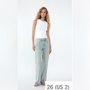 Zara MID-RISE WIDE LEG JEANS - SIZE US 2 - NEW WITH TAGS